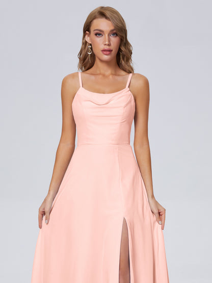 Reese Modest Split Chiffon Long Bridesmaid Dresses
