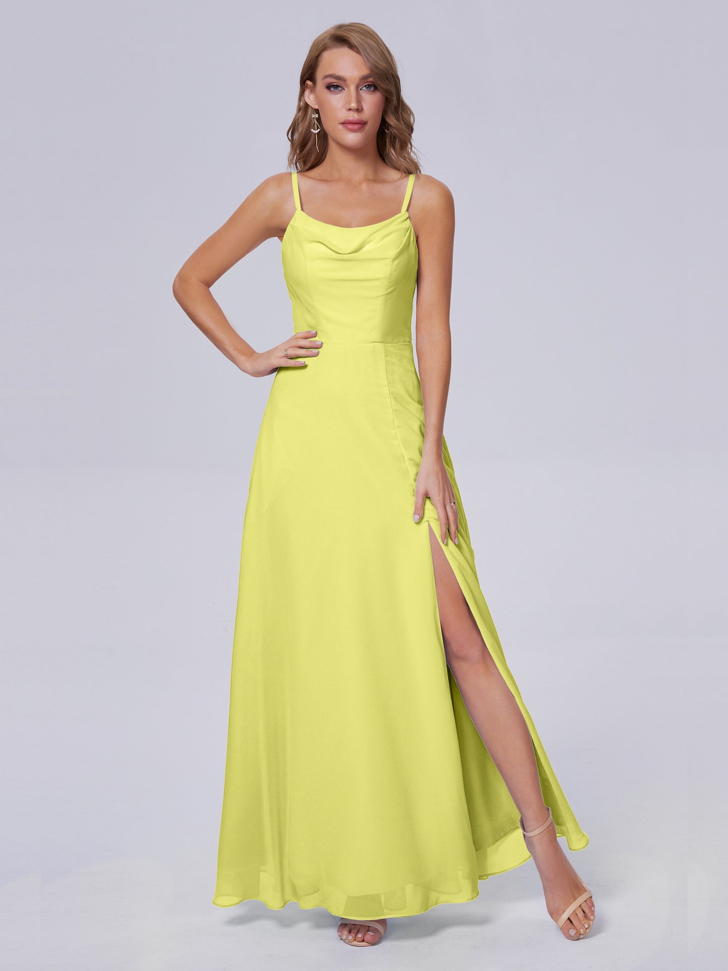 Reese Modest Split Chiffon Long Bridesmaid Dresses