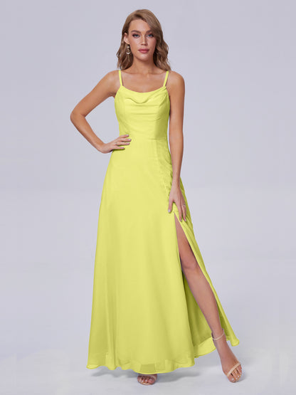 Reese Modest Split Chiffon Long Bridesmaid Dresses