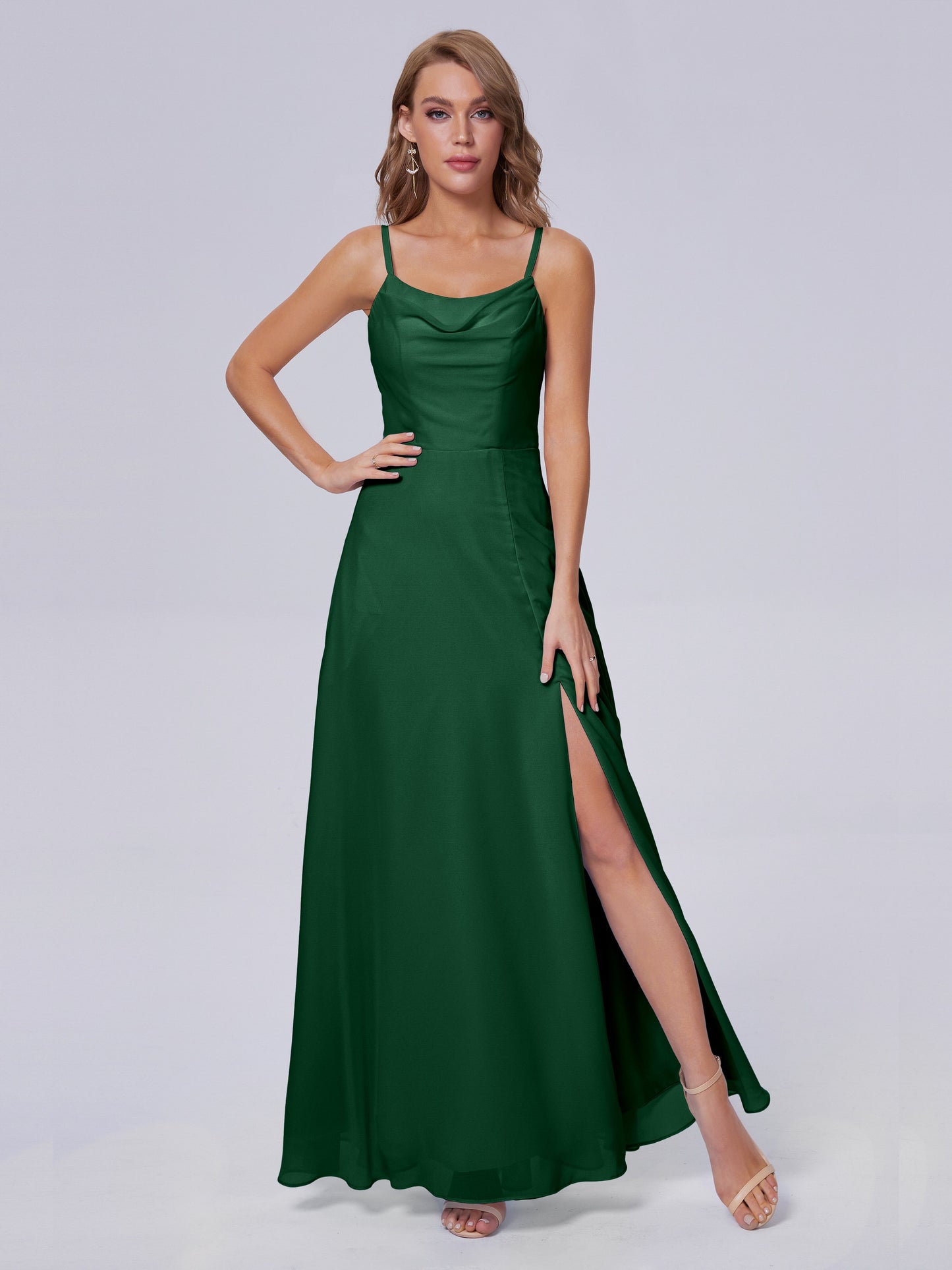 Reese Modest Split Chiffon Long Bridesmaid Dresses