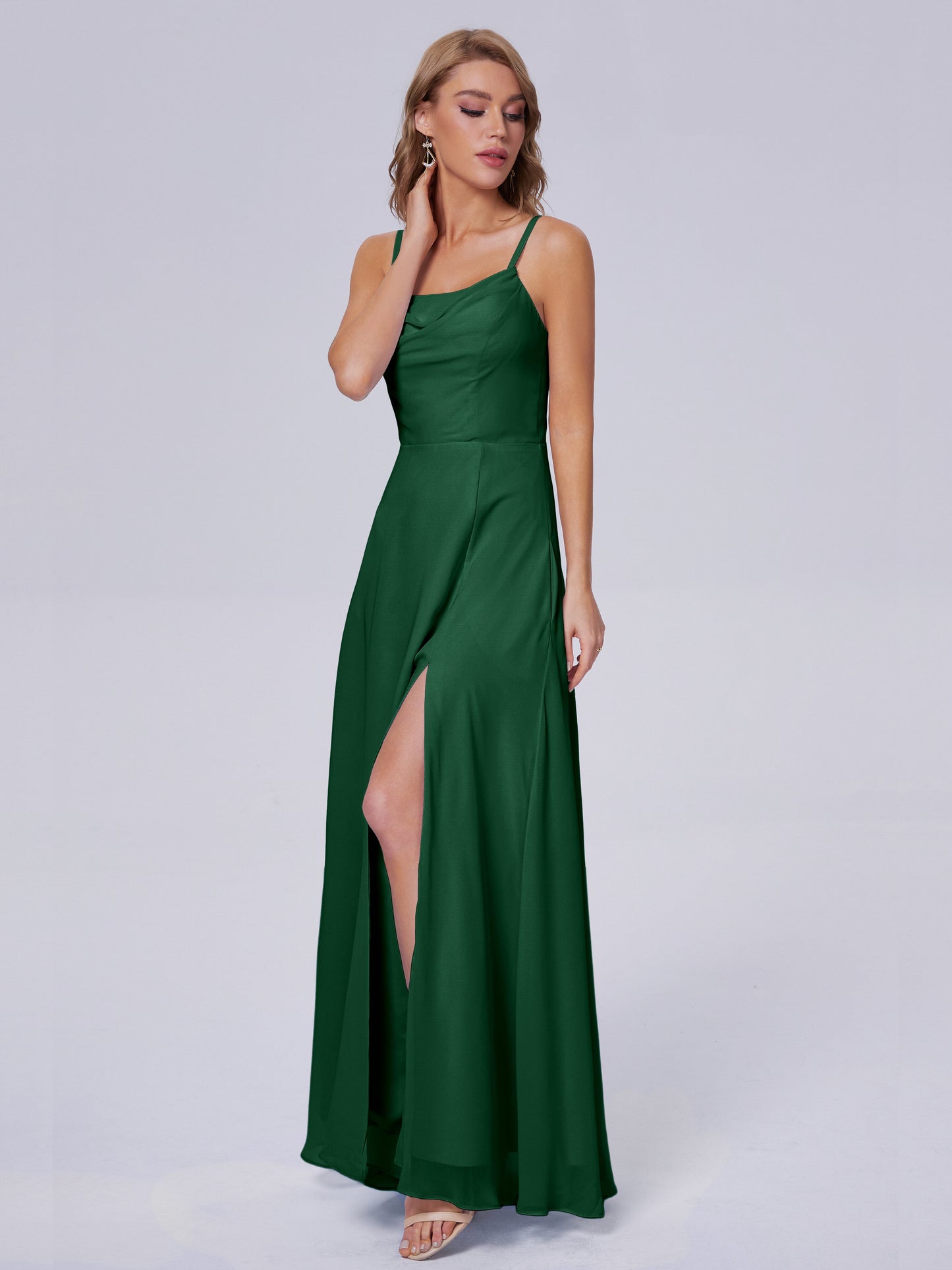 Reese Modest Split Chiffon Long Bridesmaid Dresses