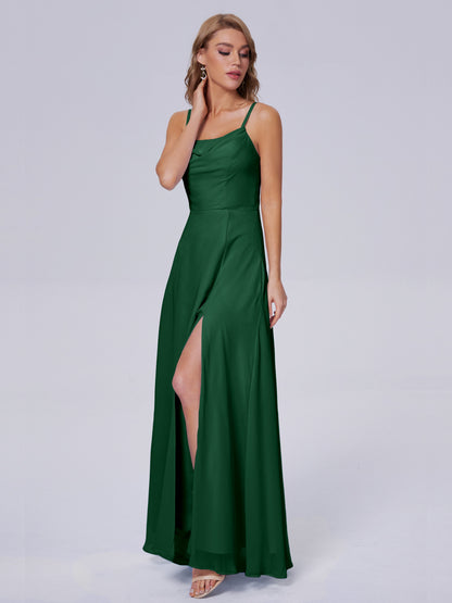 Reese Modest Split Chiffon Long Bridesmaid Dresses