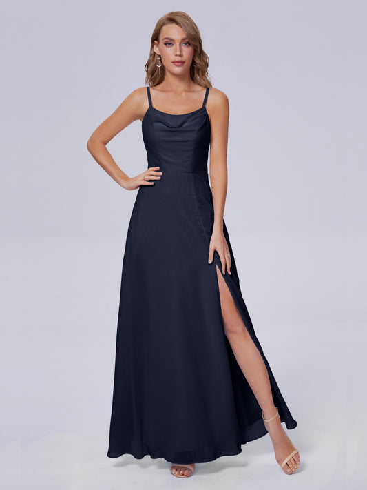 Reese Modest Split Chiffon Long Bridesmaid Dresses