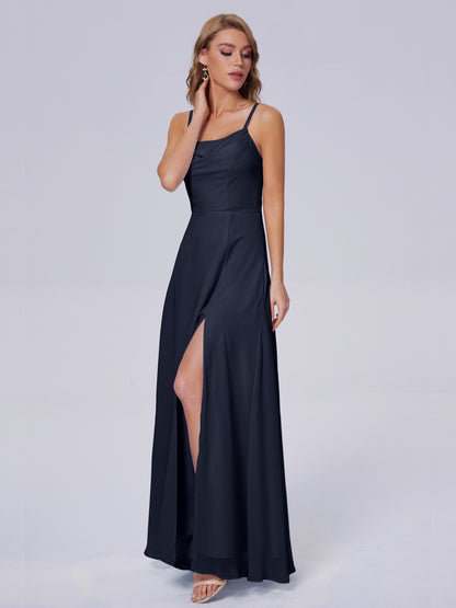 Reese Modest Split Chiffon Long Bridesmaid Dresses