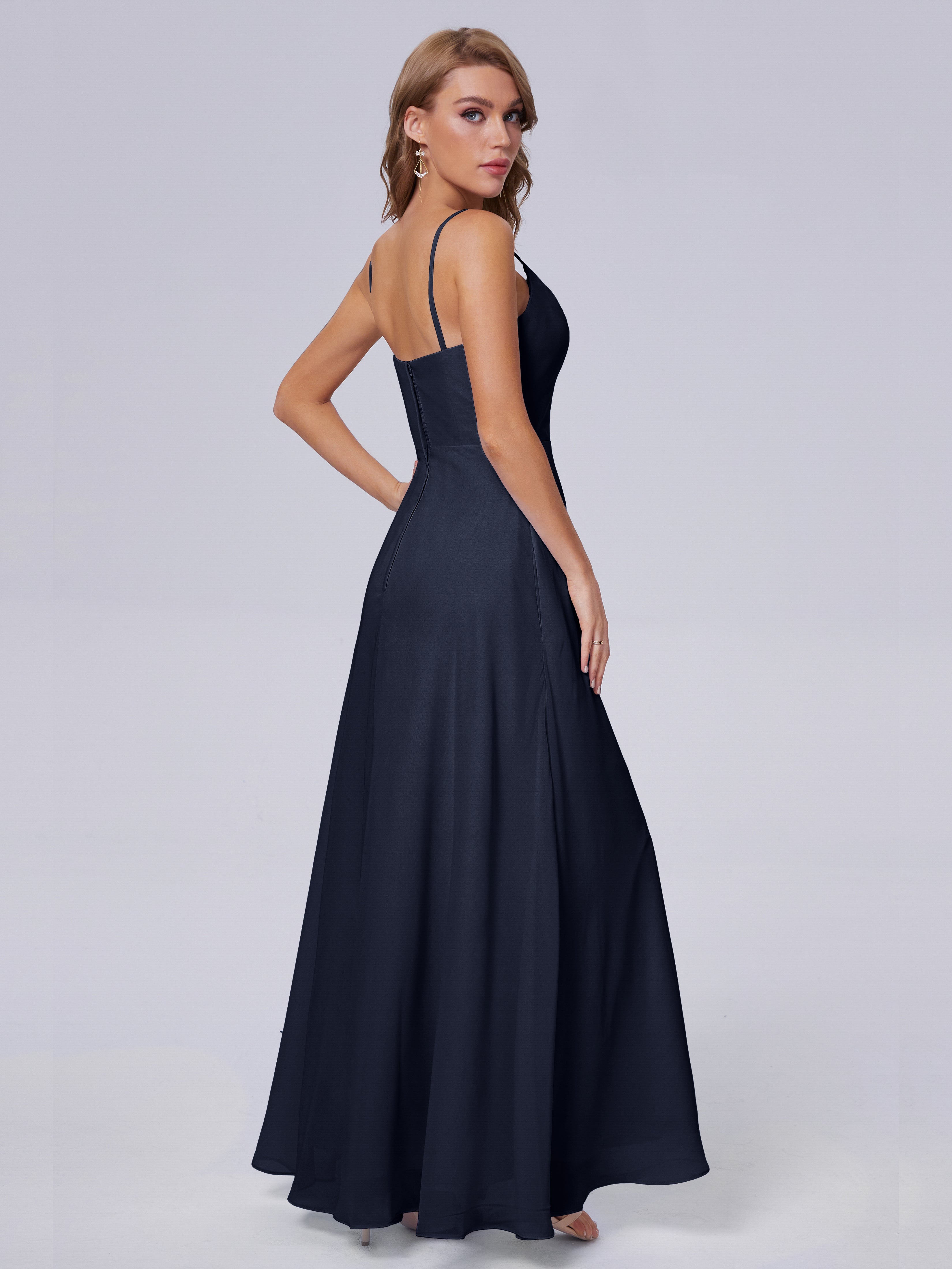 Reese Modest Split Chiffon Long Bridesmaid Dresses