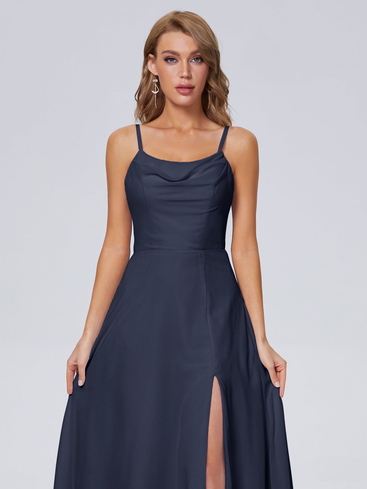 Reese Modest Split Chiffon Long Bridesmaid Dresses