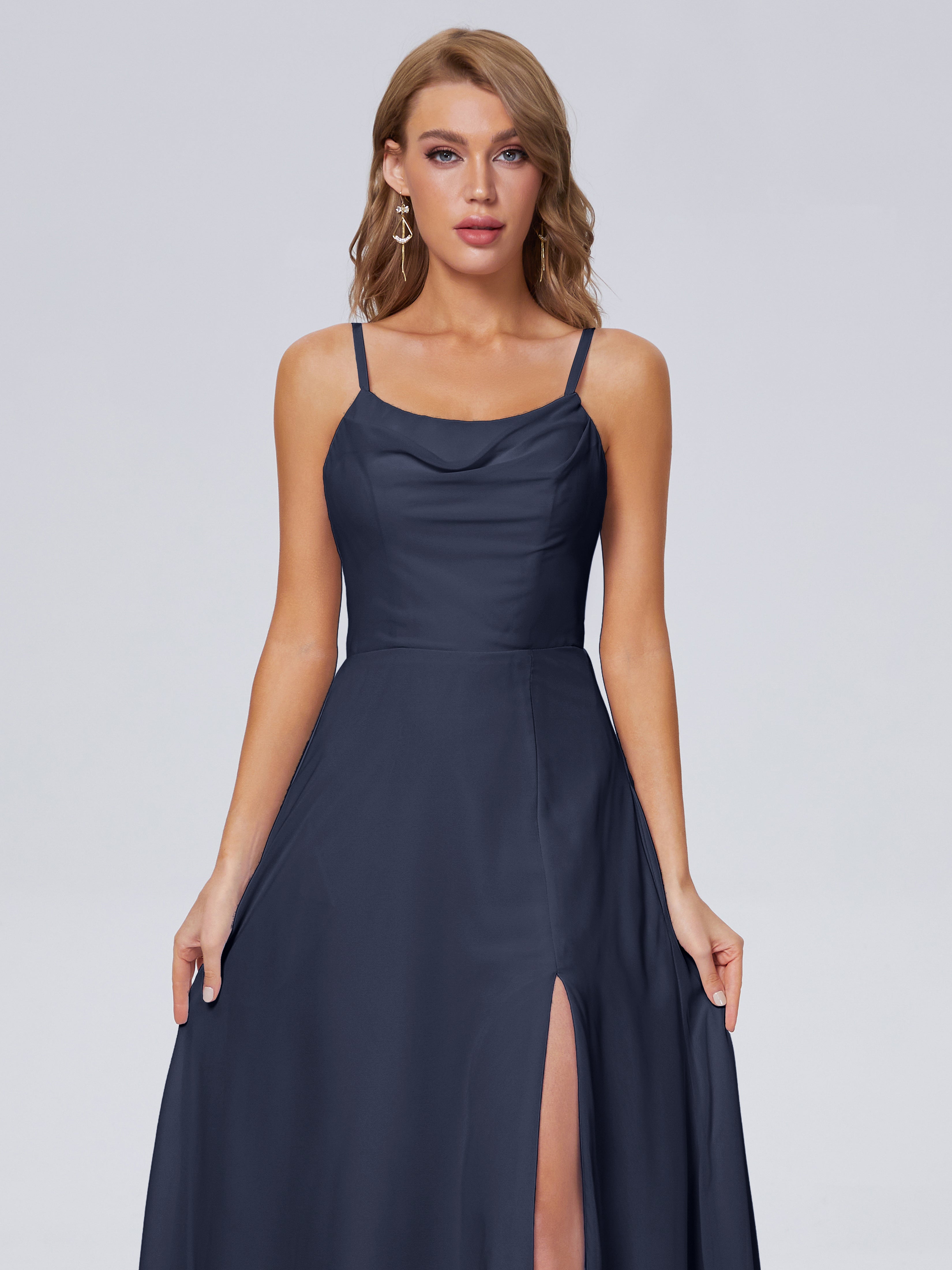 Reese Modest Split Chiffon Long Bridesmaid Dresses