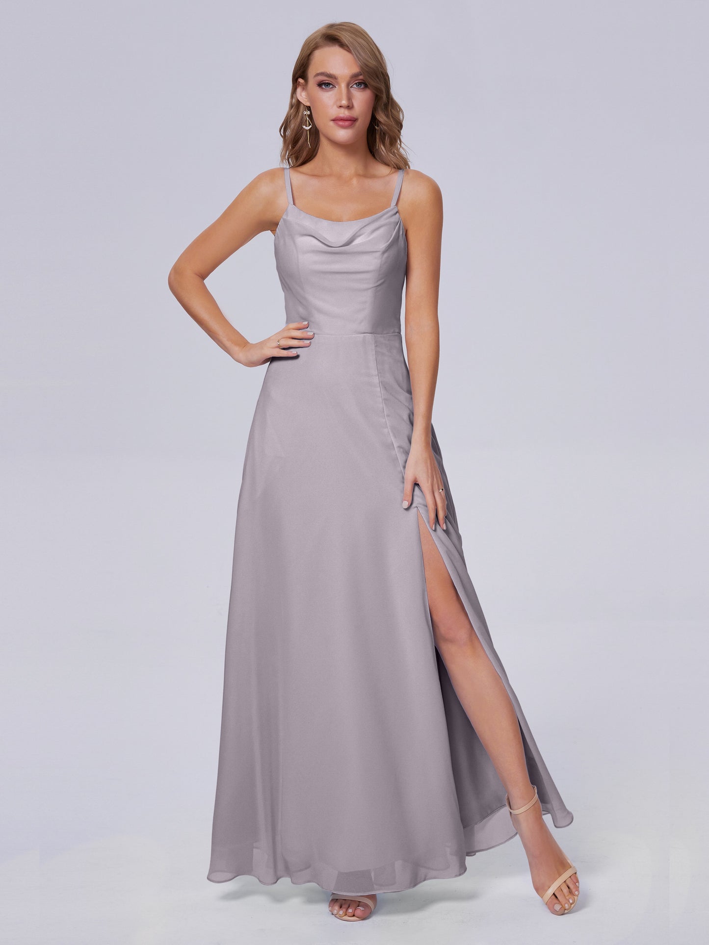Reese Modest Split Chiffon Long Bridesmaid Dresses