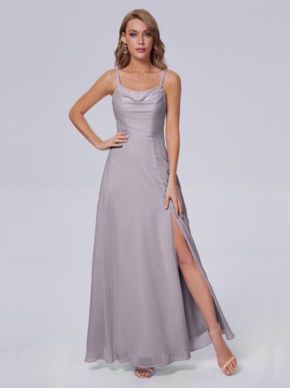 Reese Modest Split Chiffon Long Bridesmaid Dresses