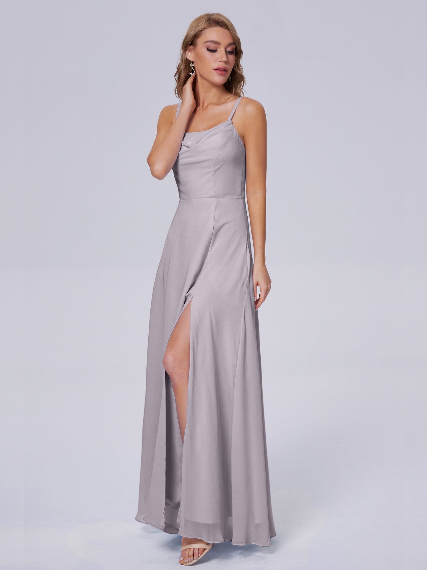 Reese Modest Split Chiffon Long Bridesmaid Dresses