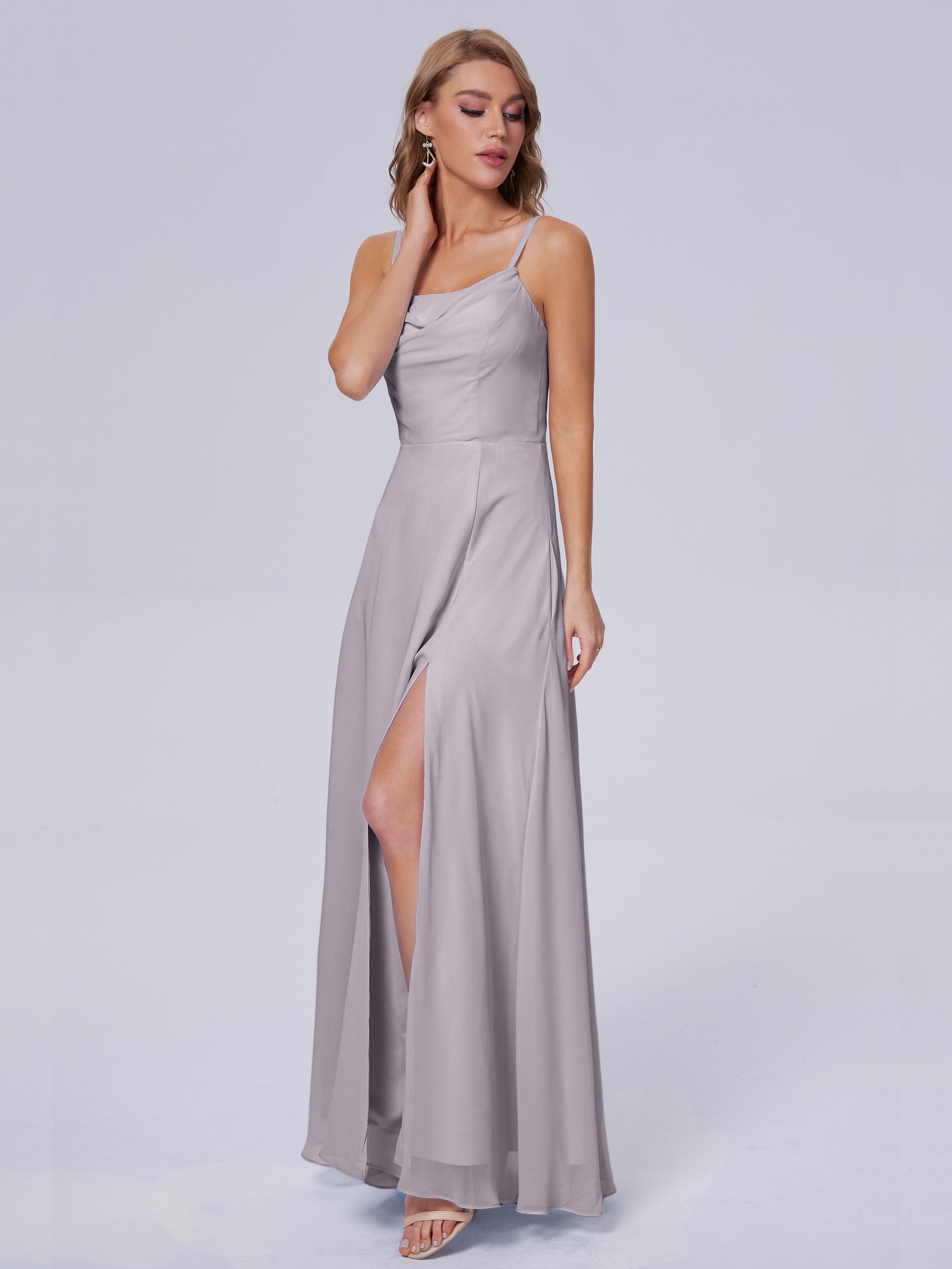 Reese Modest Split Chiffon Long Bridesmaid Dresses
