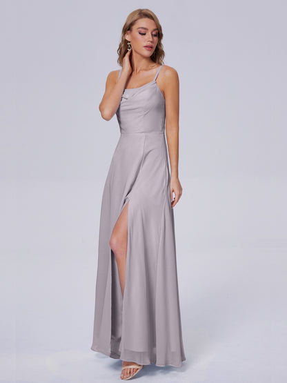 Reese Modest Split Chiffon Long Bridesmaid Dresses