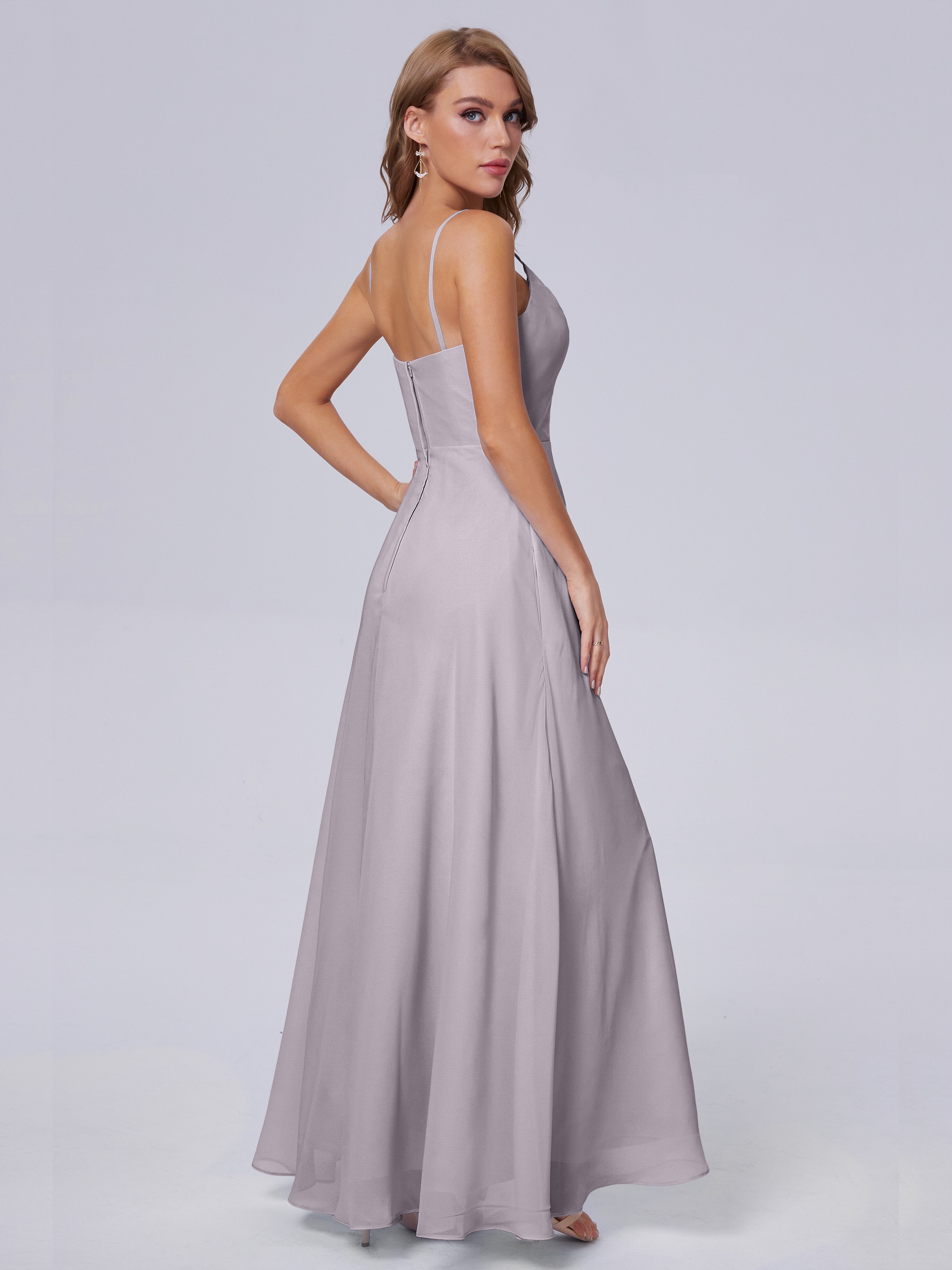 Reese Modest Split Chiffon Long Bridesmaid Dresses