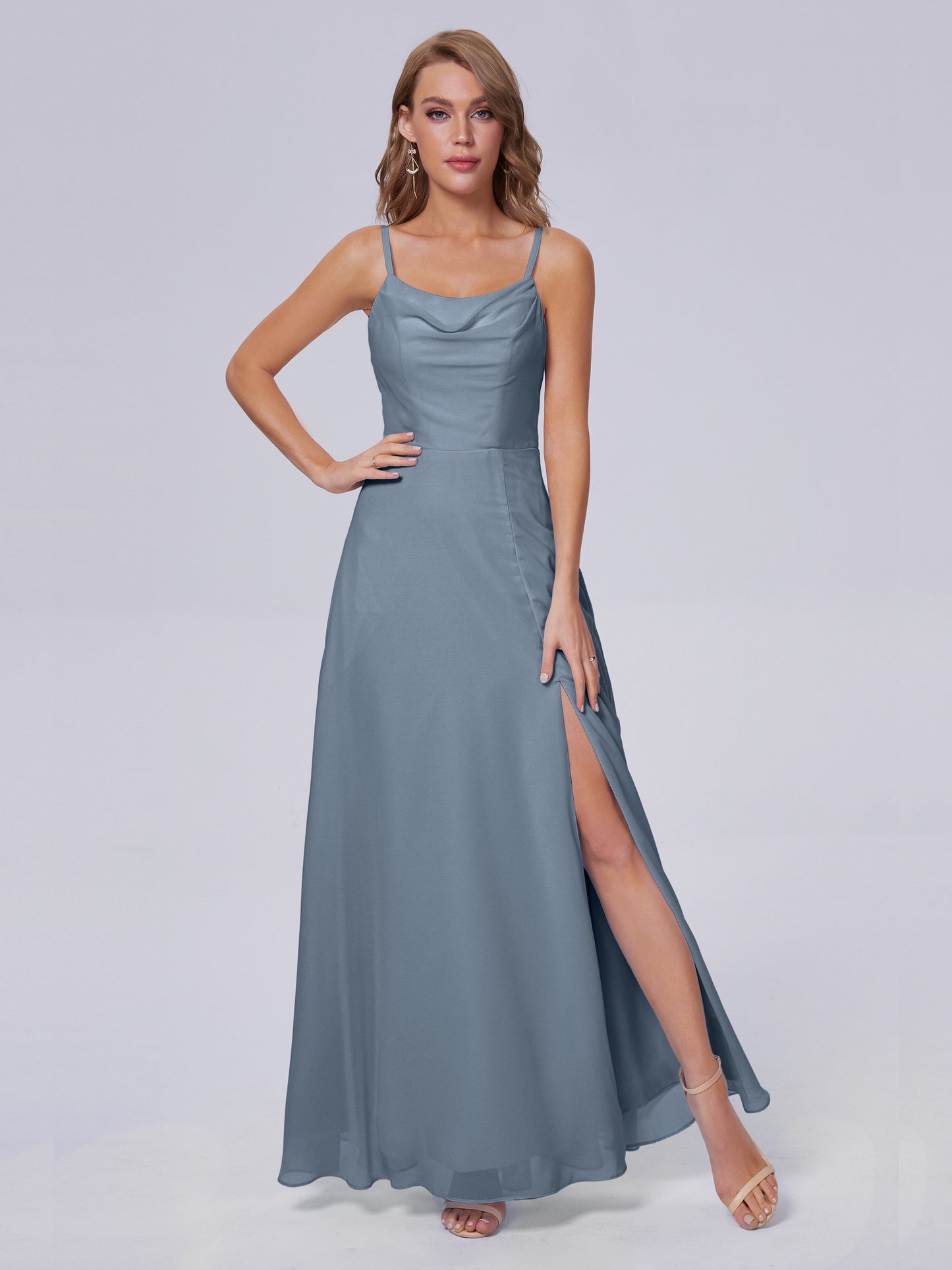 Reese Modest Split Chiffon Long Bridesmaid Dresses