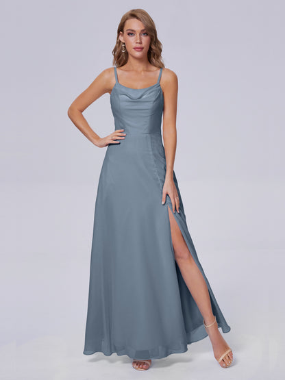 Reese Modest Split Chiffon Long Bridesmaid Dresses