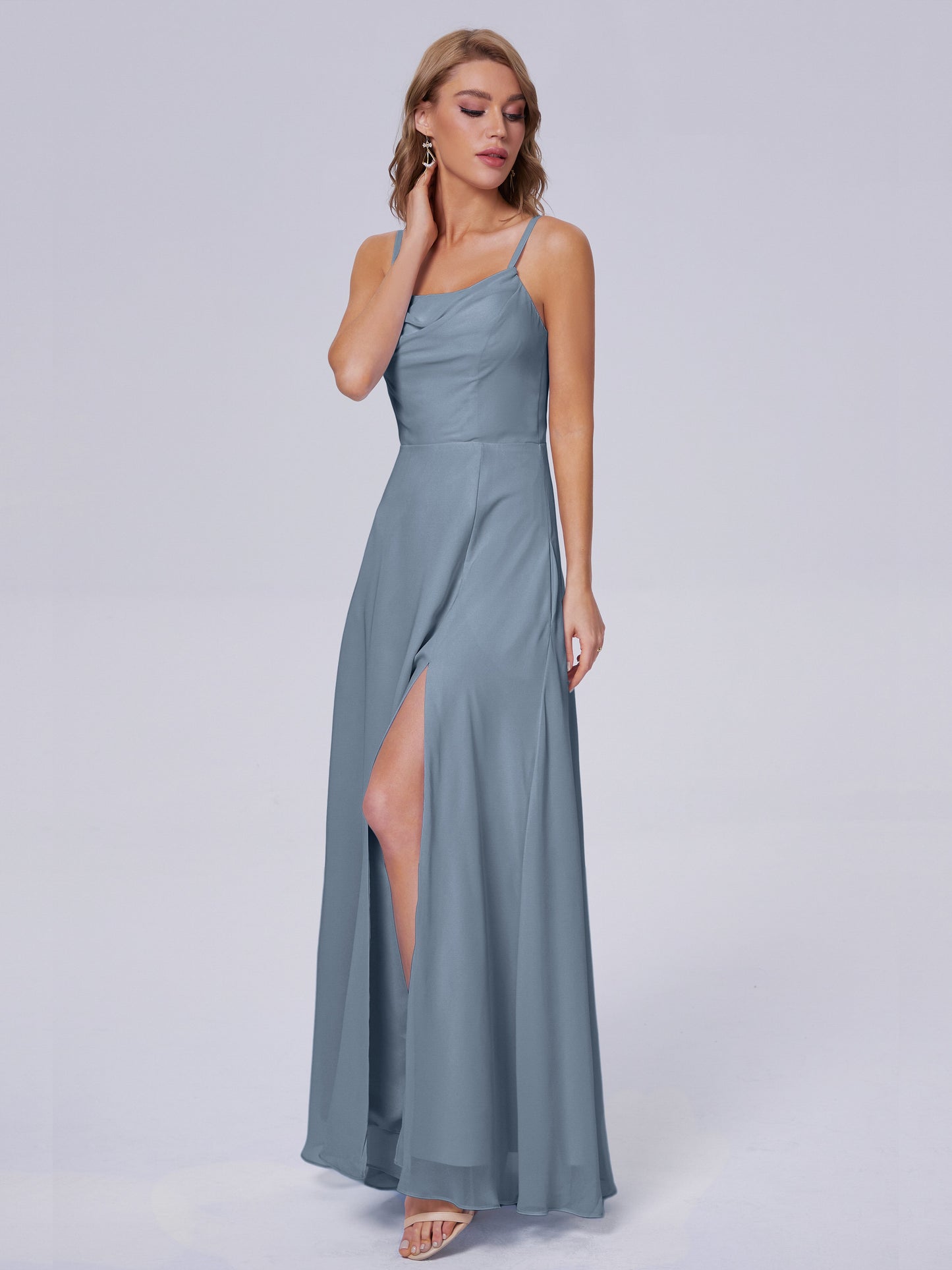 Reese Modest Split Chiffon Long Bridesmaid Dresses