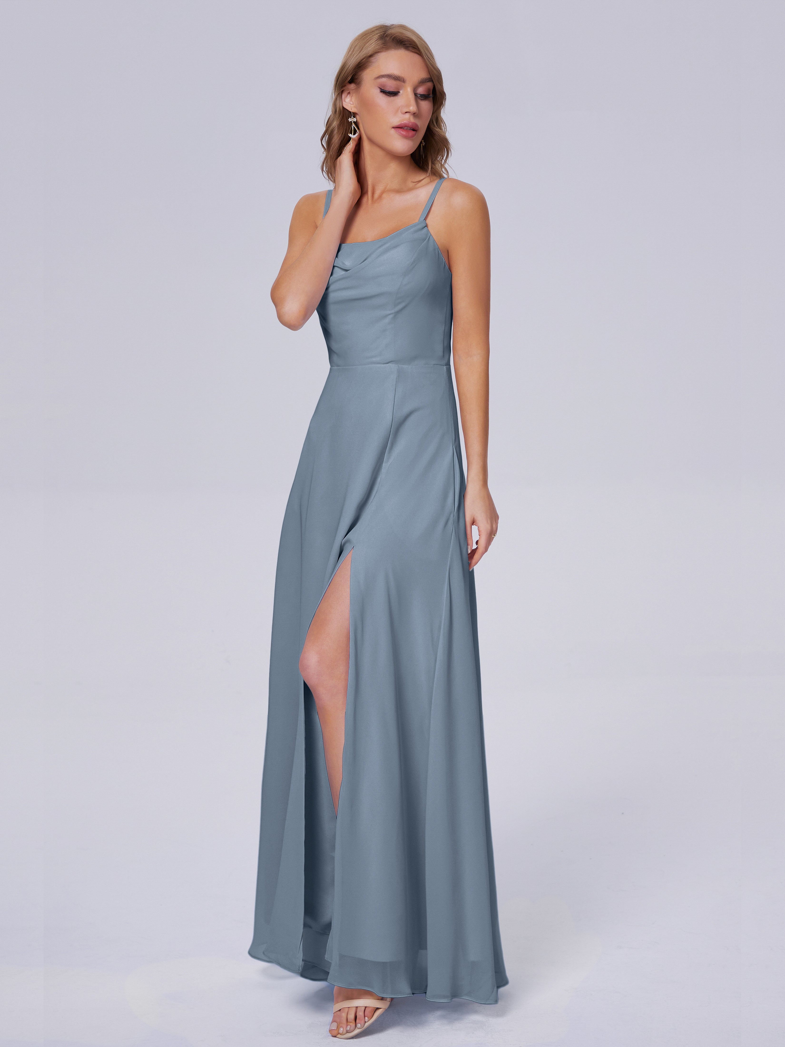 Reese Modest Split Chiffon Long Bridesmaid Dresses