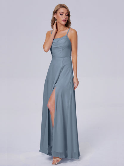 Reese Modest Split Chiffon Long Bridesmaid Dresses