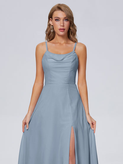 Reese Modest Split Chiffon Long Bridesmaid Dresses