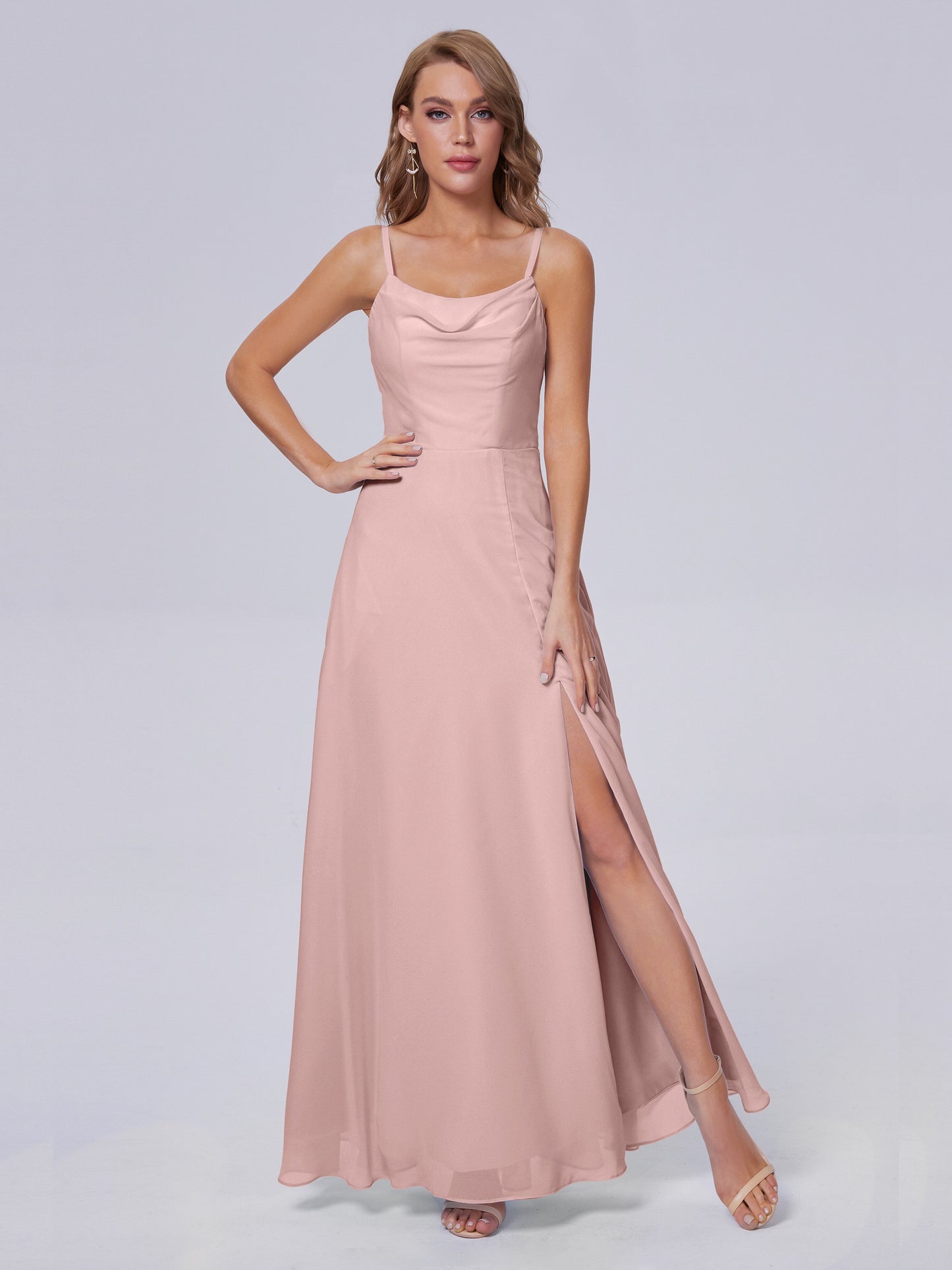Reese Modest Split Chiffon Long Bridesmaid Dresses