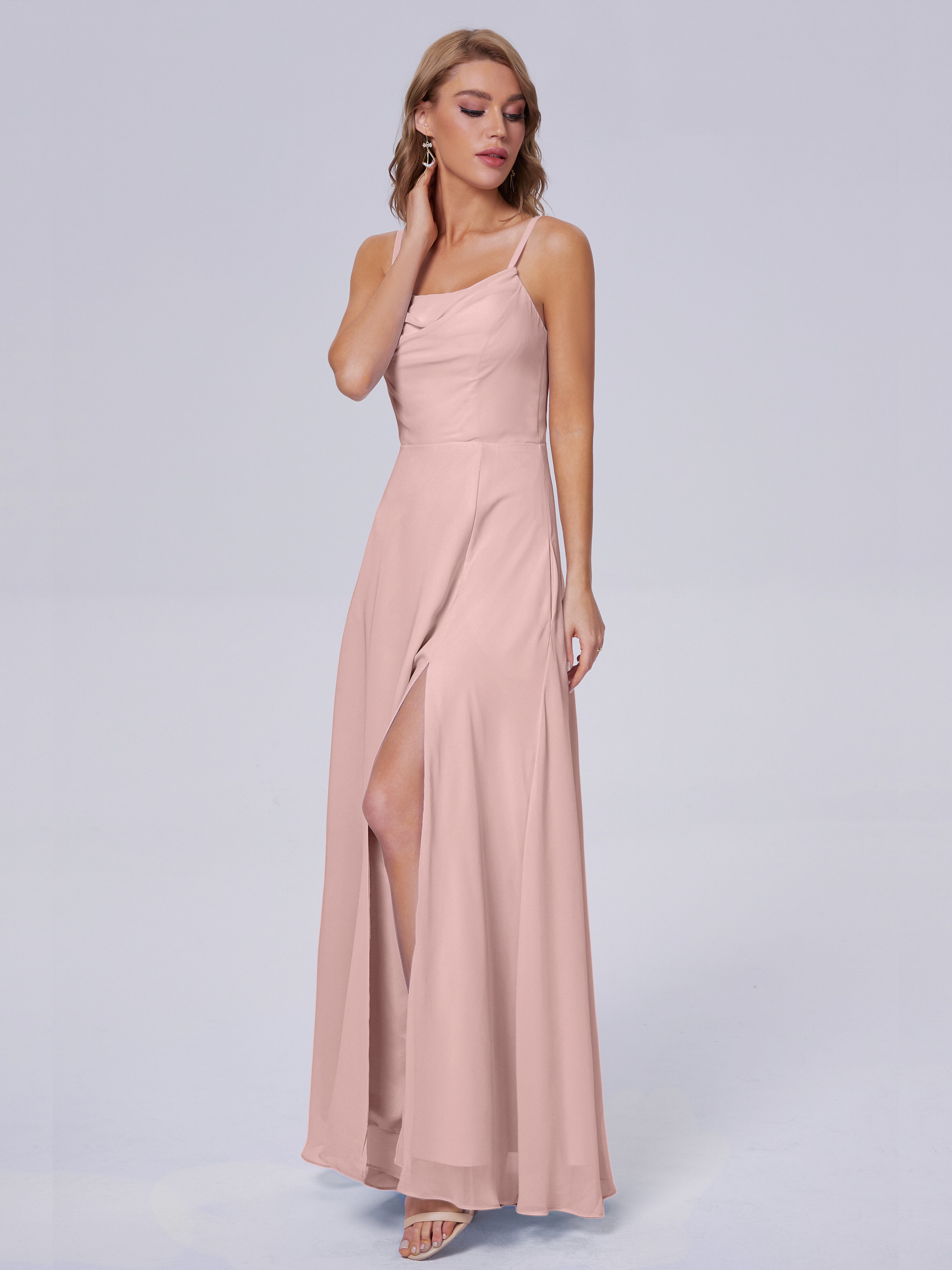 Reese Modest Split Chiffon Long Bridesmaid Dresses