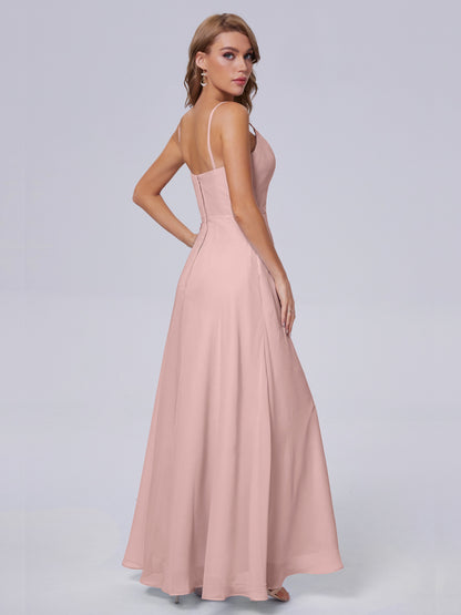 Reese Modest Split Chiffon Long Bridesmaid Dresses