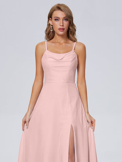 Reese Modest Split Chiffon Long Bridesmaid Dresses