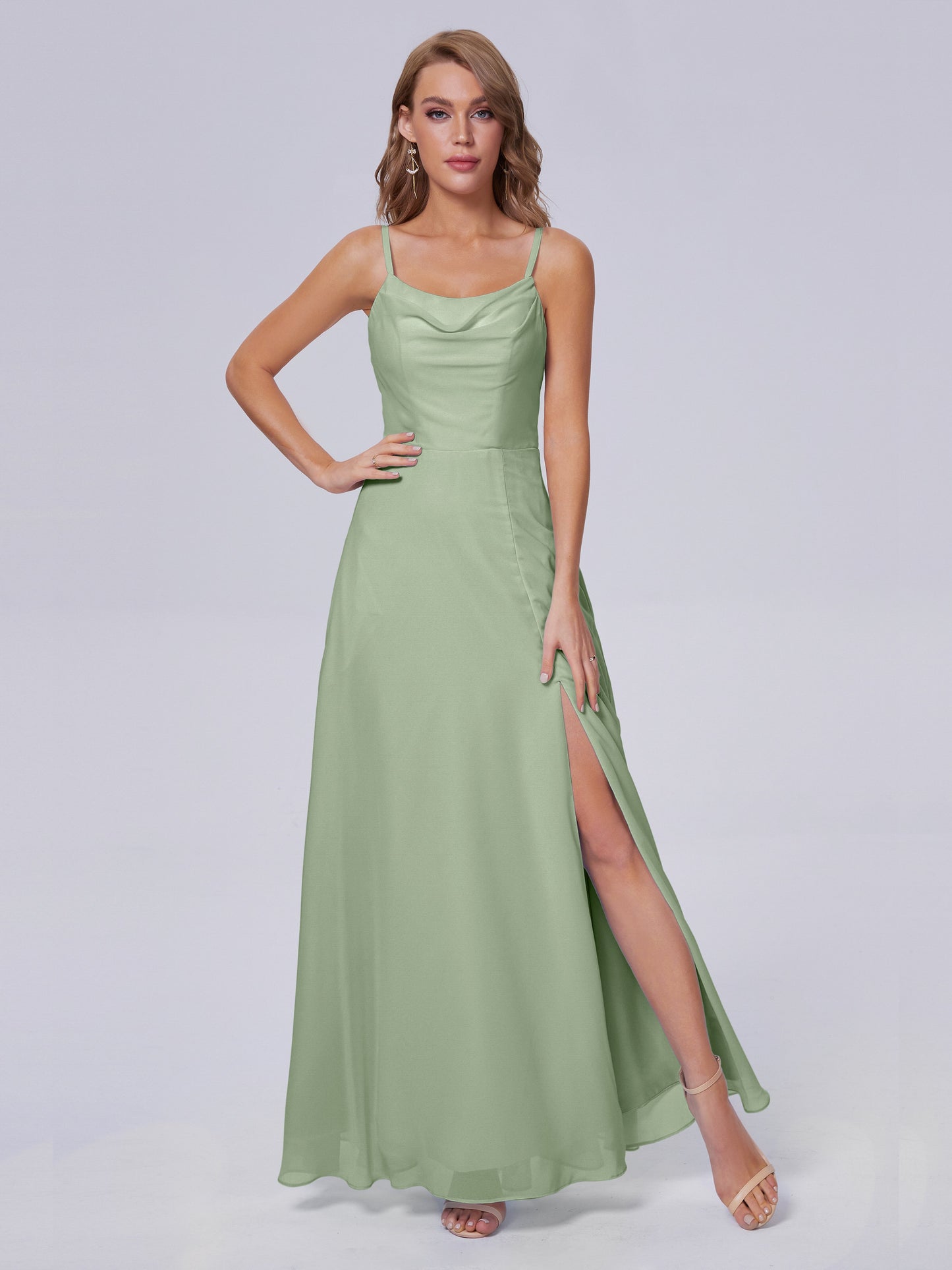 Reese Modest Split Chiffon Long Bridesmaid Dresses