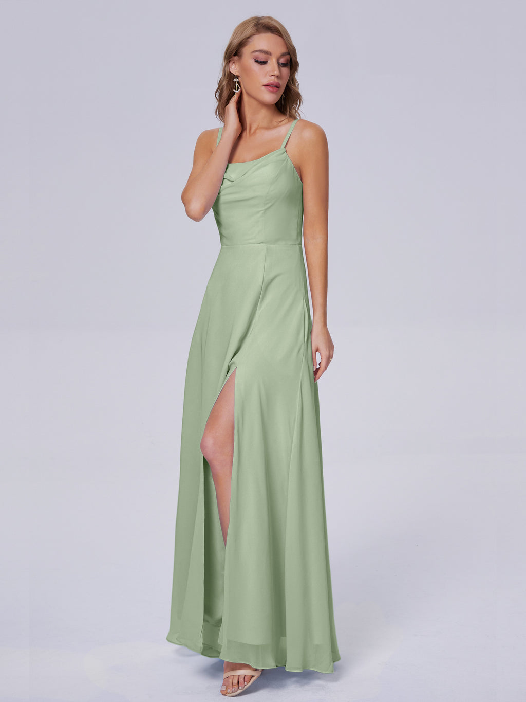 Reese Modest Split Chiffon Long Bridesmaid Dresses