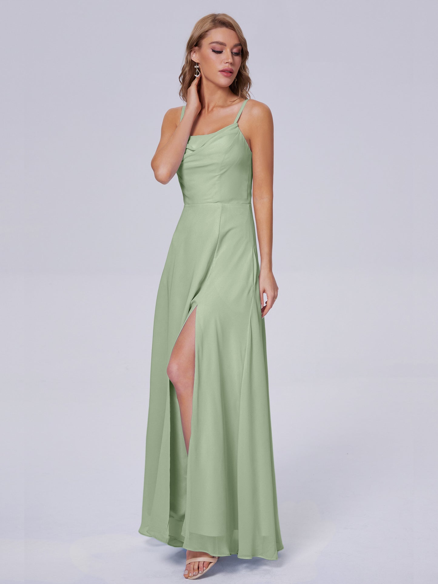 Reese Modest Split Chiffon Long Bridesmaid Dresses