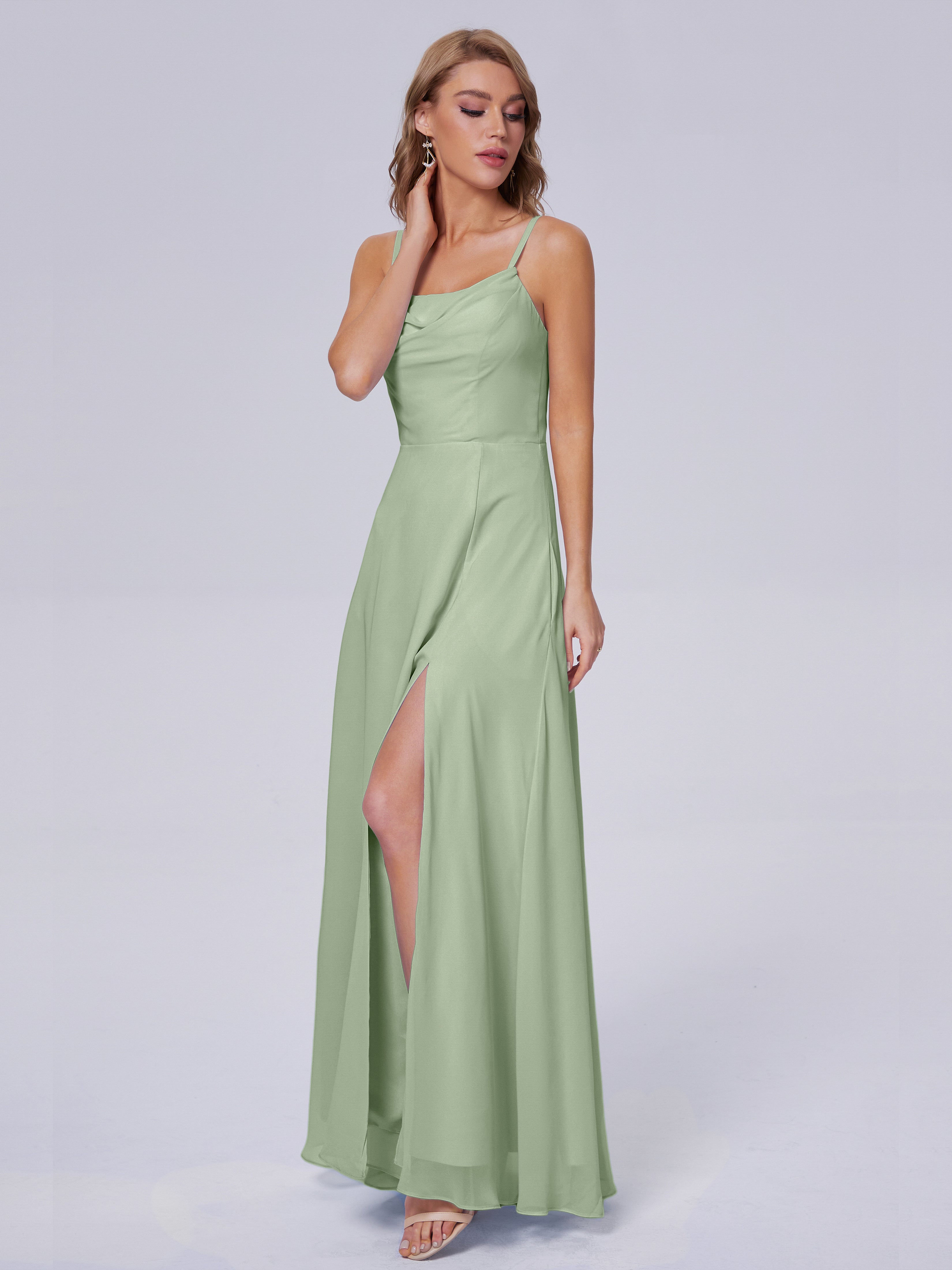 Reese Modest Split Chiffon Long Bridesmaid Dresses