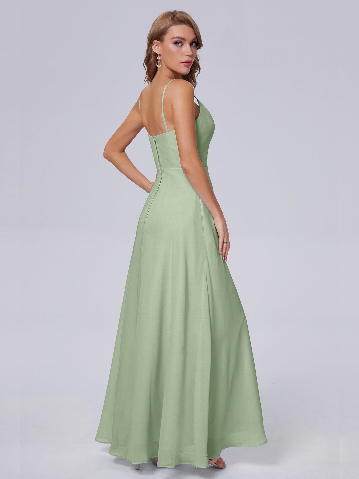 Reese Modest Split Chiffon Long Bridesmaid Dresses