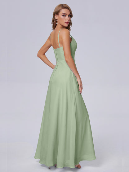 Reese Modest Split Chiffon Long Bridesmaid Dresses