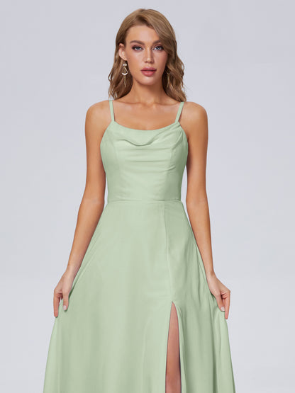Reese Modest Split Chiffon Long Bridesmaid Dresses
