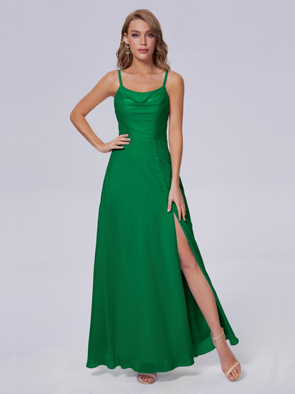 Reese Modest Split Chiffon Long Bridesmaid Dresses