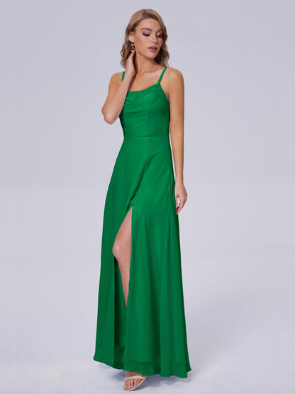 Reese Modest Split Chiffon Long Bridesmaid Dresses