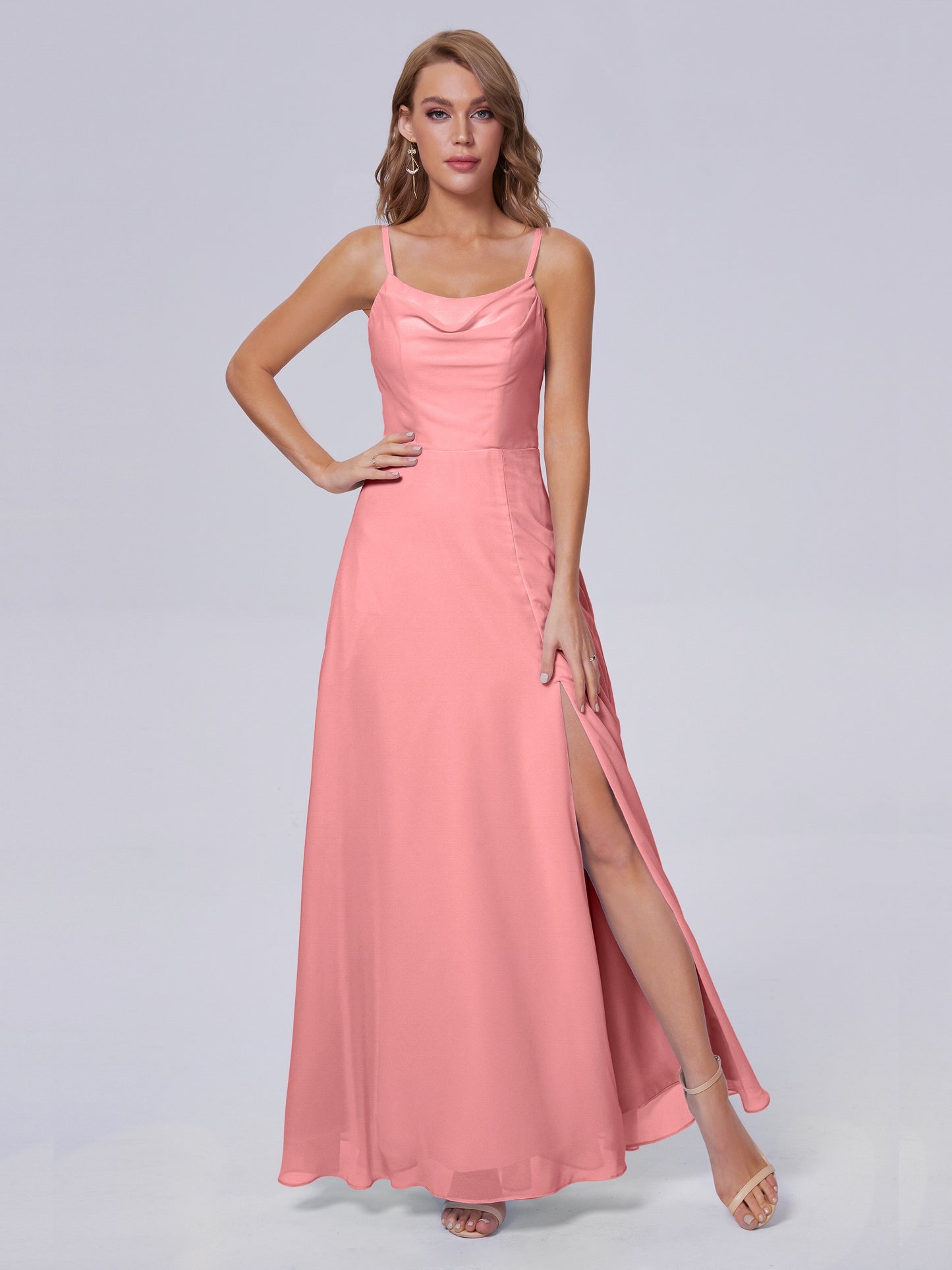 Reese Modest Split Chiffon Long Bridesmaid Dresses
