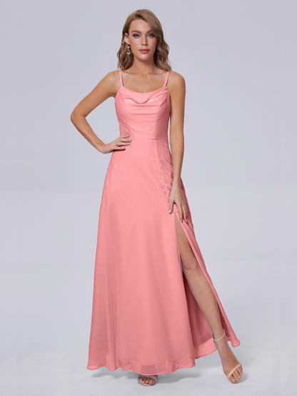 Reese Modest Split Chiffon Long Bridesmaid Dresses