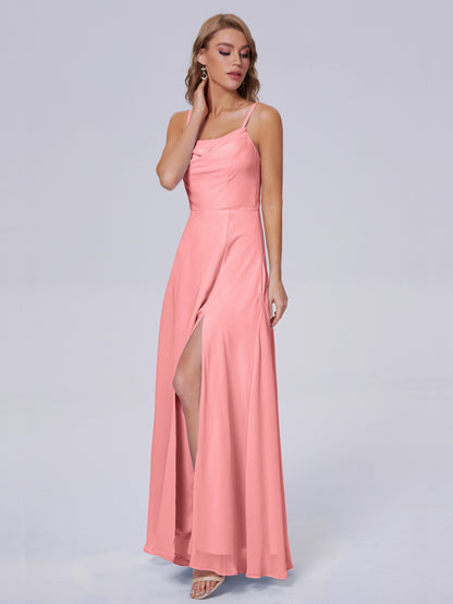 Reese Modest Split Chiffon Long Bridesmaid Dresses