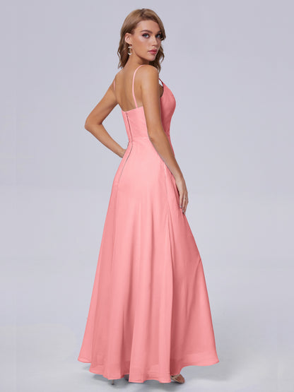 Reese Modest Split Chiffon Long Bridesmaid Dresses
