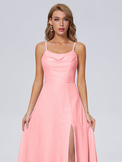 Reese Modest Split Chiffon Long Bridesmaid Dresses