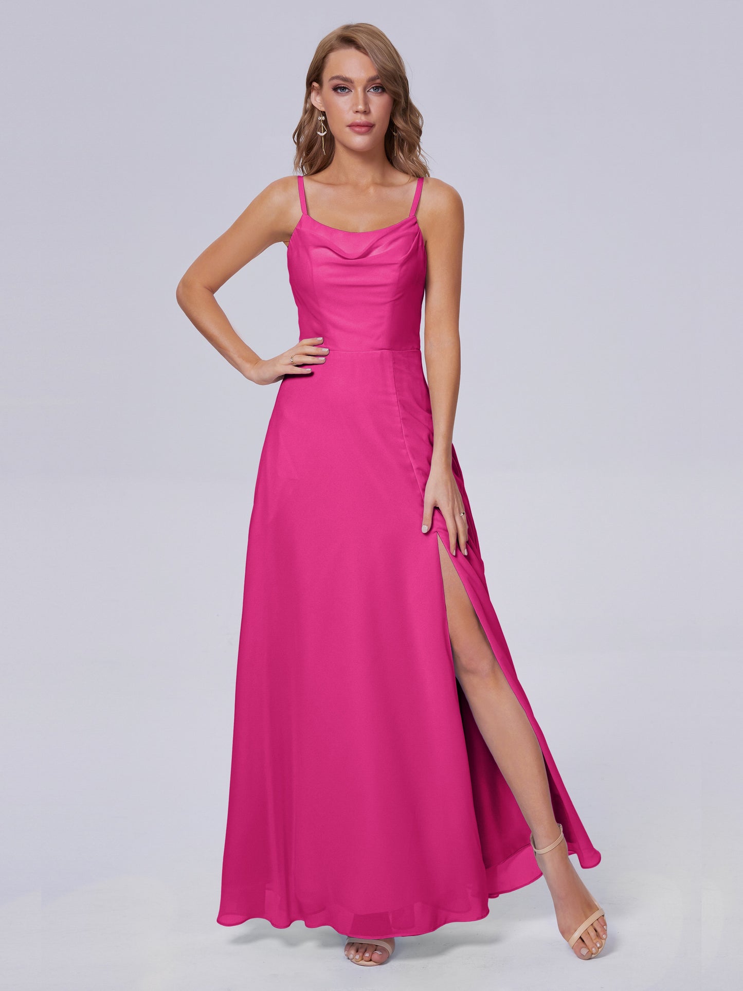 Reese Modest Split Chiffon Long Bridesmaid Dresses