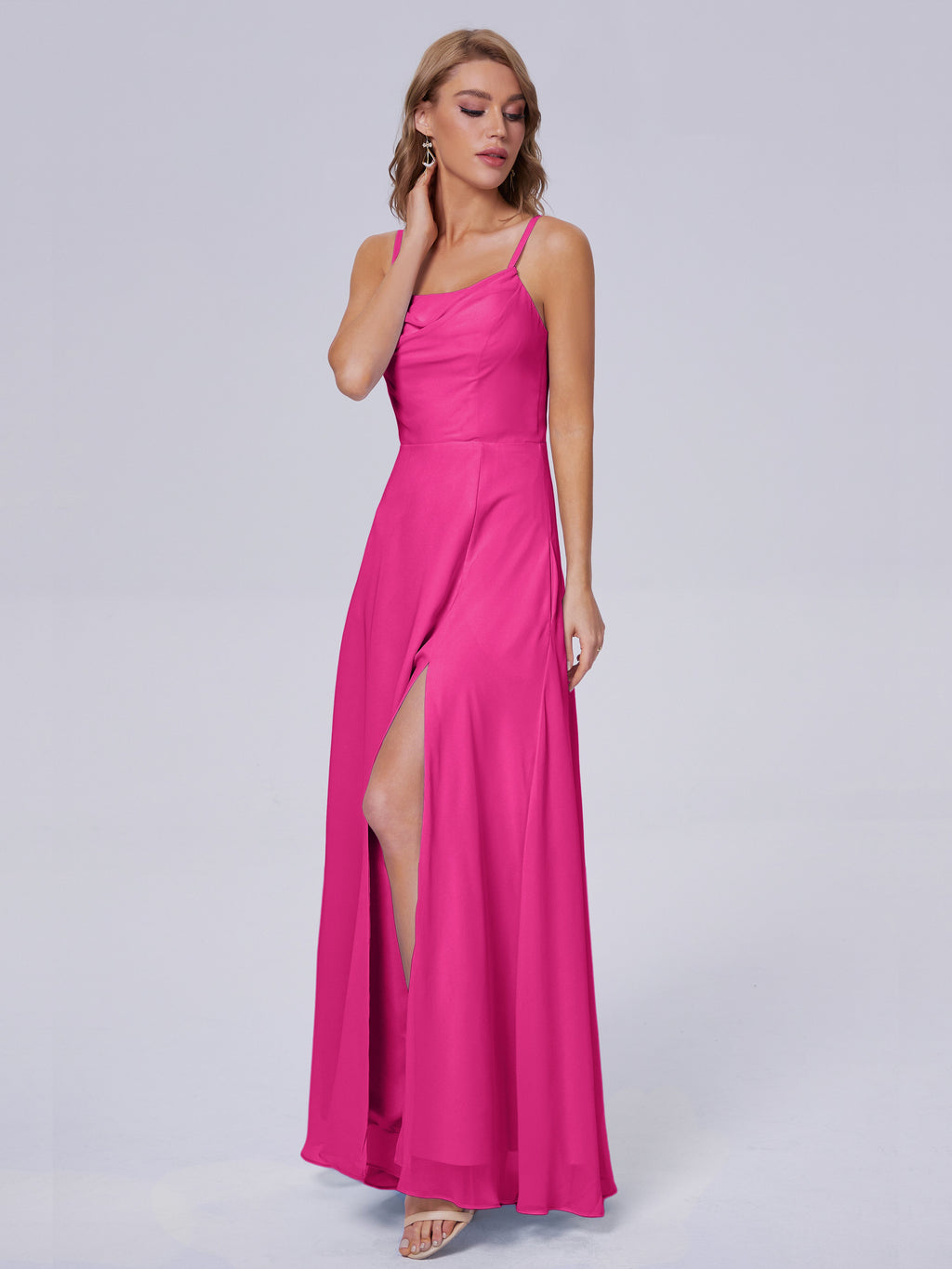 Reese Modest Split Chiffon Long Bridesmaid Dresses