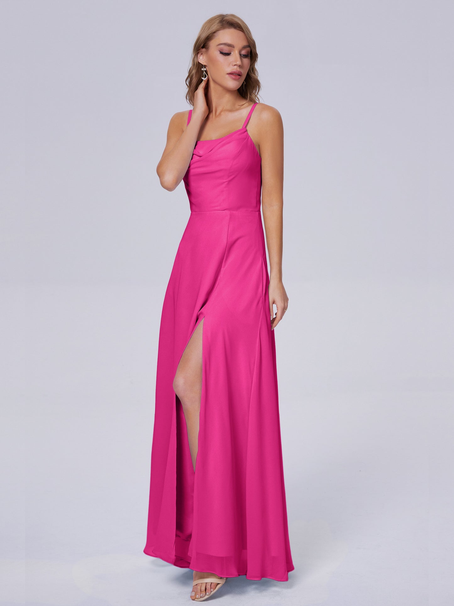 Reese Modest Split Chiffon Long Bridesmaid Dresses