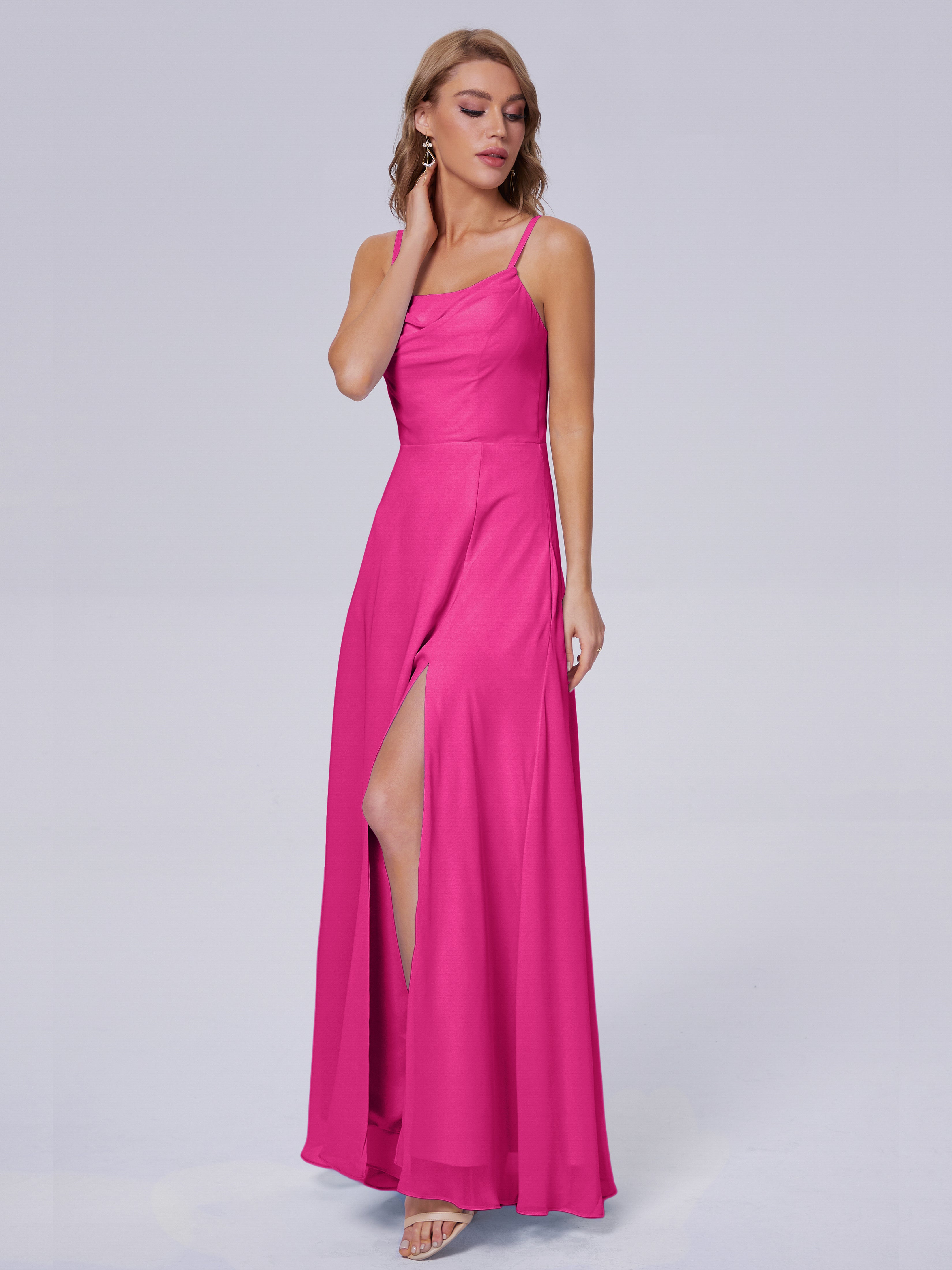 Reese Modest Split Chiffon Long Bridesmaid Dresses