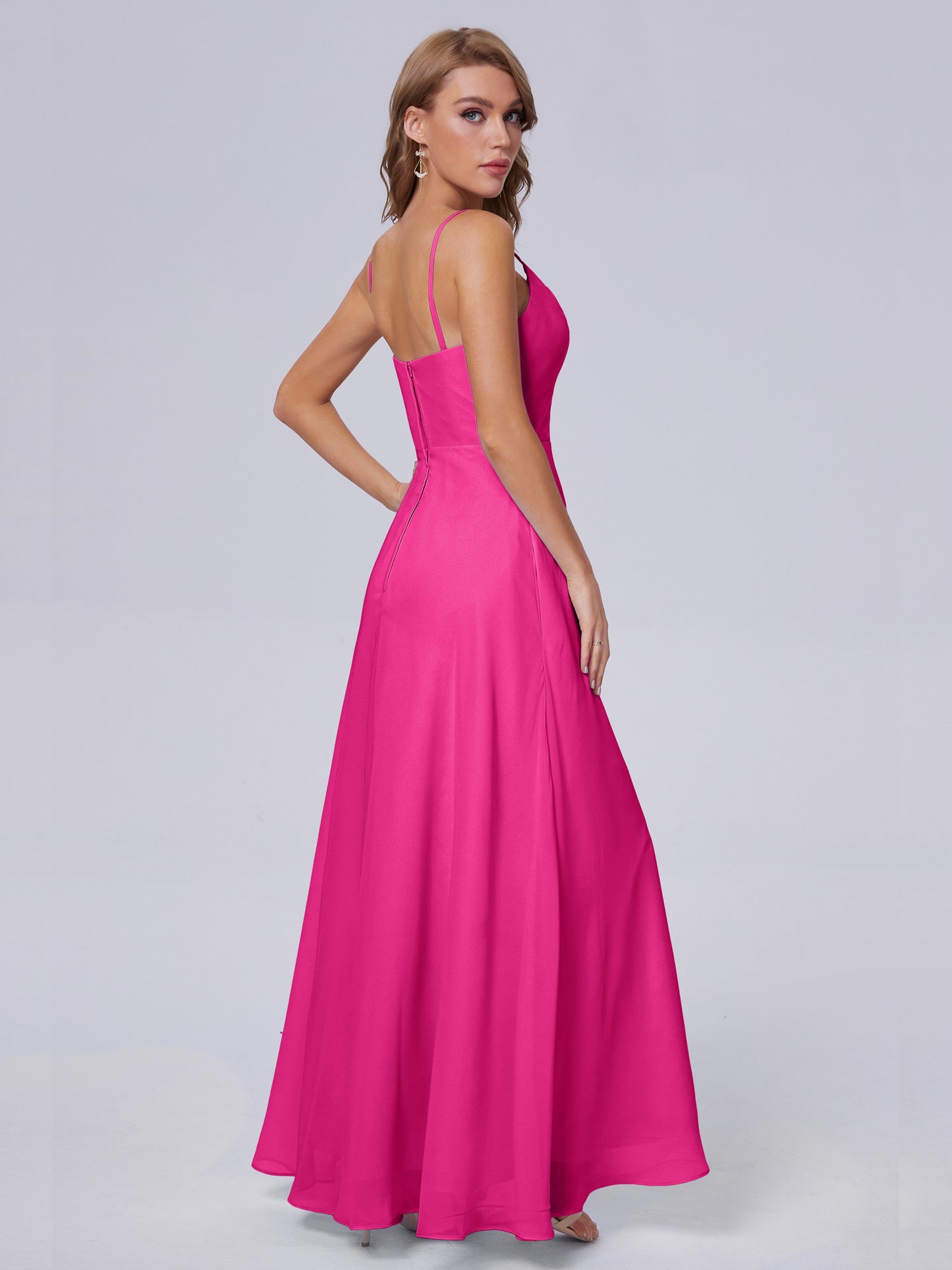 Reese Modest Split Chiffon Long Bridesmaid Dresses