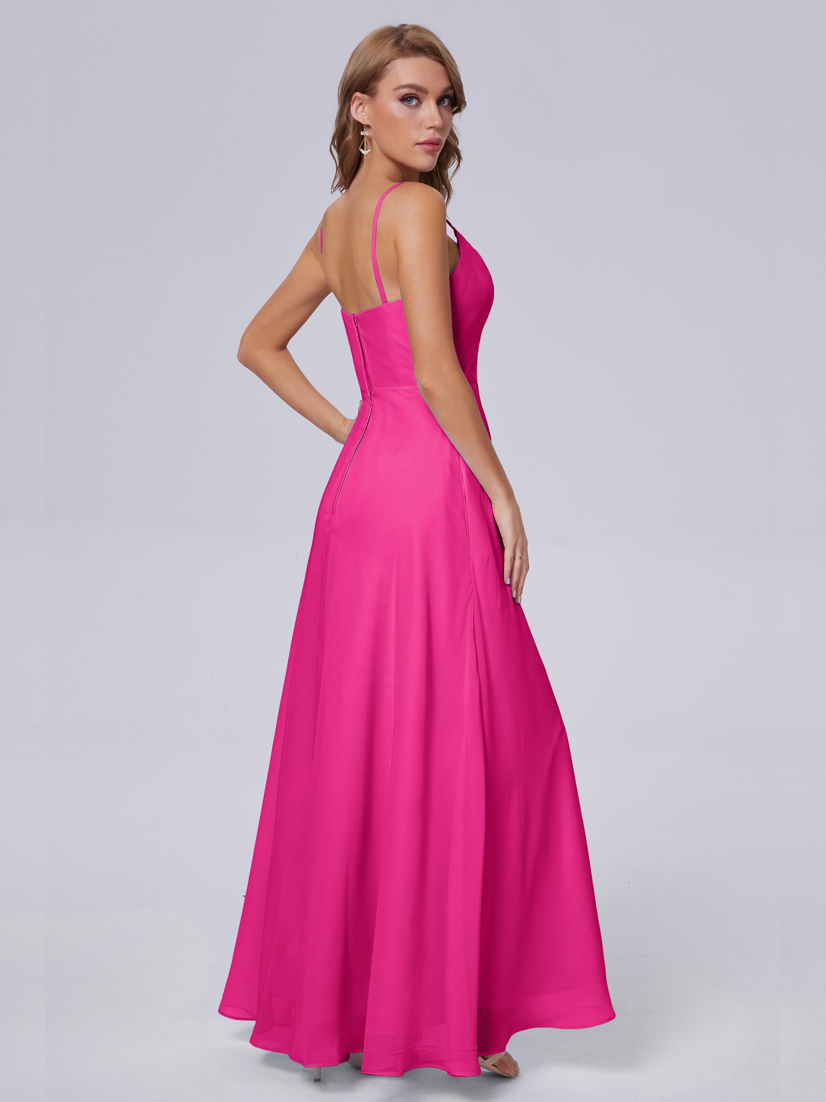 Reese Modest Split Chiffon Long Bridesmaid Dresses