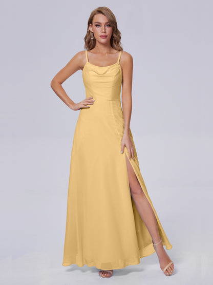 Reese Modest Split Chiffon Long Bridesmaid Dresses