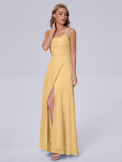 Reese Modest Split Chiffon Long Bridesmaid Dresses