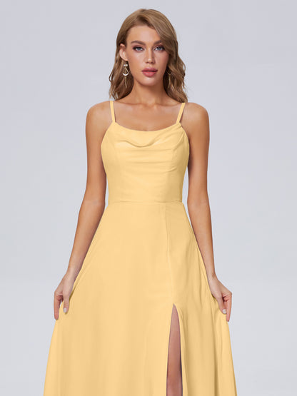 Reese Modest Split Chiffon Long Bridesmaid Dresses